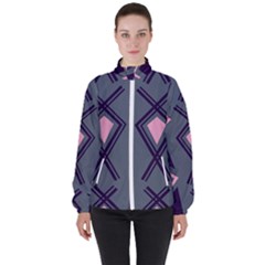 Abstract Pattern Geometric Backgrounds  Women s High Neck Windbreaker by Eskimos