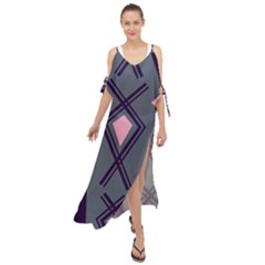 Abstract Pattern Geometric Backgrounds  Maxi Chiffon Cover Up Dress by Eskimos