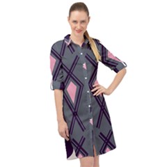 Abstract Pattern Geometric Backgrounds  Long Sleeve Mini Shirt Dress by Eskimos