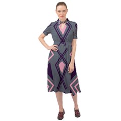 Abstract Pattern Geometric Backgrounds  Keyhole Neckline Chiffon Dress by Eskimos