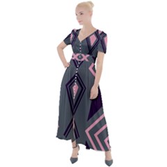 Abstract Pattern Geometric Backgrounds  Button Up Short Sleeve Maxi Dress by Eskimos