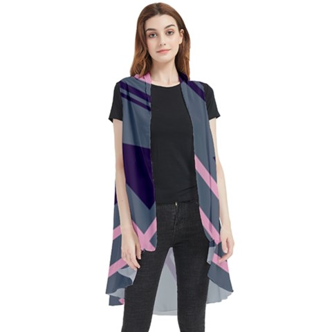 Abstract Pattern Geometric Backgrounds  Sleeveless Chiffon Waistcoat Shirt by Eskimos