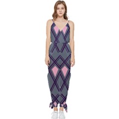 Abstract Pattern Geometric Backgrounds  Sleeveless Tie Ankle Chiffon Jumpsuit by Eskimos