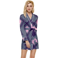 Abstract Pattern Geometric Backgrounds  Long Sleeve Satin Robe by Eskimos