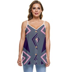 Abstract Pattern Geometric Backgrounds  Casual Spaghetti Strap Chiffon Top by Eskimos