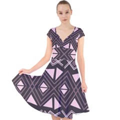 Abstract Pattern Geometric Backgrounds Cap Sleeve Front Wrap Midi Dress by Eskimos