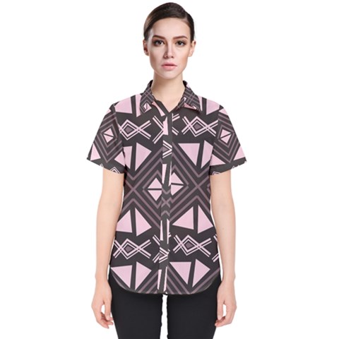 Abstract Pattern Geometric Backgrounds Women s Short Sleeve Shirt by Eskimos