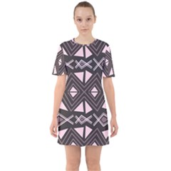 Abstract Pattern Geometric Backgrounds Sixties Short Sleeve Mini Dress by Eskimos