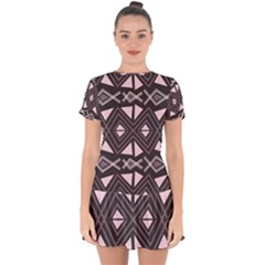 Abstract Pattern Geometric Backgrounds Drop Hem Mini Chiffon Dress by Eskimos