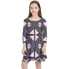 Abstract Pattern Geometric Backgrounds Kids  Quarter Sleeve Skater Dress by Eskimos