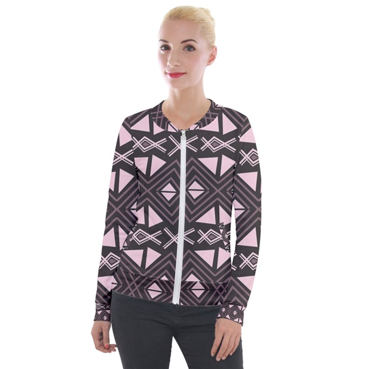 Abstract pattern geometric backgrounds Velvet Zip Up Jacket