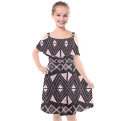 Abstract Pattern Geometric Backgrounds Kids  Cut Out Shoulders Chiffon Dress by Eskimos