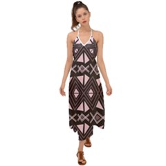 Abstract Pattern Geometric Backgrounds Halter Tie Back Dress 