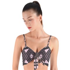 Abstract Pattern Geometric Backgrounds Woven Tie Front Bralet by Eskimos