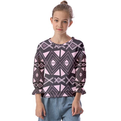 Abstract Pattern Geometric Backgrounds Kids  Cuff Sleeve Top by Eskimos