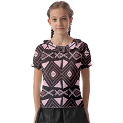 Abstract Pattern Geometric Backgrounds Kids  Frill Chiffon Blouse by Eskimos