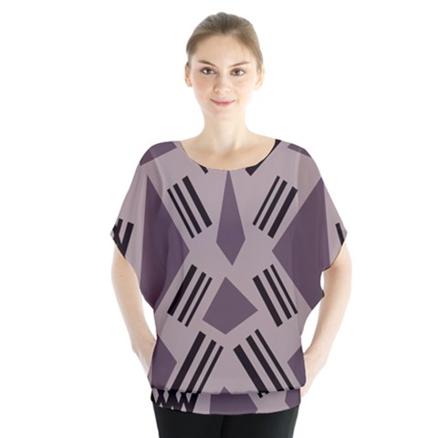 Abstract Pattern Geometric Backgrounds   Batwing Chiffon Blouse by Eskimos