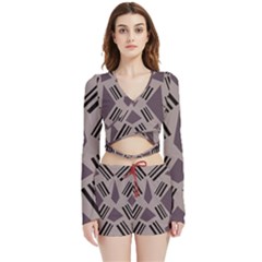 Abstract Pattern Geometric Backgrounds   Velvet Wrap Crop Top And Shorts Set by Eskimos