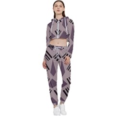 Abstract Pattern Geometric Backgrounds   Cropped Zip Up Lounge Set by Eskimos