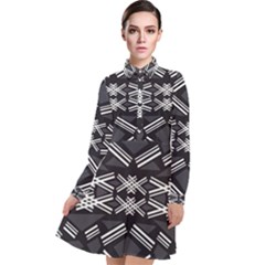 Abstract Pattern Geometric Backgrounds  Long Sleeve Chiffon Shirt Dress by Eskimos