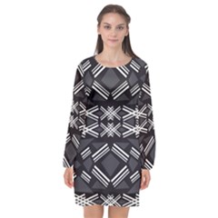 Abstract Pattern Geometric Backgrounds  Long Sleeve Chiffon Shift Dress  by Eskimos