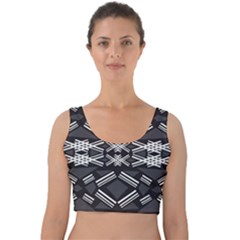 Abstract Pattern Geometric Backgrounds  Velvet Crop Top by Eskimos