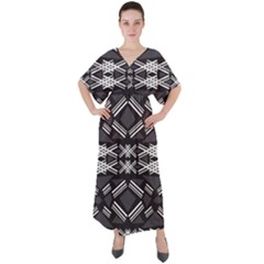 Abstract Pattern Geometric Backgrounds  V-neck Boho Style Maxi Dress by Eskimos