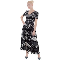 Abstract Pattern Geometric Backgrounds  Button Up Short Sleeve Maxi Dress by Eskimos