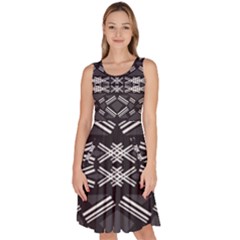 Abstract Pattern Geometric Backgrounds  Knee Length Skater Dress With Pockets by Eskimos