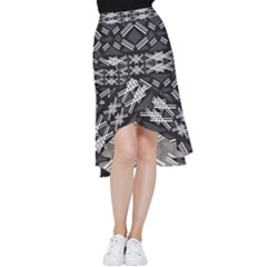 Abstract Pattern Geometric Backgrounds  Frill Hi Low Chiffon Skirt by Eskimos