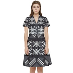 Abstract Pattern Geometric Backgrounds  Short Sleeve Waist Detail Dress by Eskimos