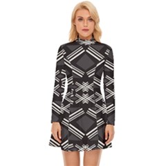 Abstract Pattern Geometric Backgrounds  Long Sleeve Velour Longline Dress by Eskimos