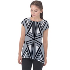 Abstract Pattern Geometric Backgrounds   Cap Sleeve High Low Top by Eskimos