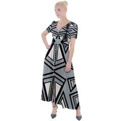 Abstract Pattern Geometric Backgrounds   Button Up Short Sleeve Maxi Dress by Eskimos