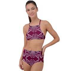 Abstract Pattern Geometric Backgrounds  High Waist Tankini Set by Eskimos