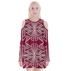 Abstract Pattern Geometric Backgrounds  Velvet Long Sleeve Shoulder Cutout Dress by Eskimos