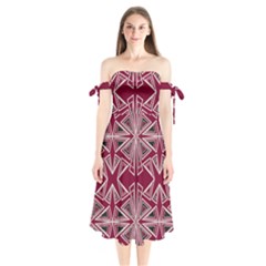 Abstract Pattern Geometric Backgrounds  Shoulder Tie Bardot Midi Dress by Eskimos