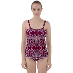 Abstract Pattern Geometric Backgrounds  Twist Front Tankini Set