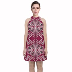 Abstract Pattern Geometric Backgrounds  Velvet Halter Neckline Dress  by Eskimos