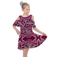 Abstract Pattern Geometric Backgrounds  Kids  Shoulder Cutout Chiffon Dress by Eskimos