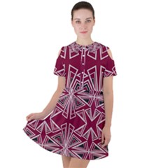 Abstract Pattern Geometric Backgrounds  Short Sleeve Shoulder Cut Out Dress  by Eskimos