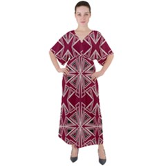 Abstract Pattern Geometric Backgrounds  V-neck Boho Style Maxi Dress by Eskimos