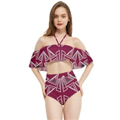 Abstract Pattern Geometric Backgrounds  Halter Flowy Bikini Set  by Eskimos