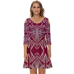 Abstract Pattern Geometric Backgrounds  Shoulder Cut Out Zip Up Dress by Eskimos