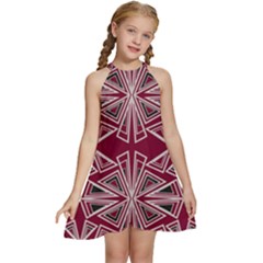 Abstract Pattern Geometric Backgrounds  Kids  Halter Collar Waist Tie Chiffon Dress by Eskimos