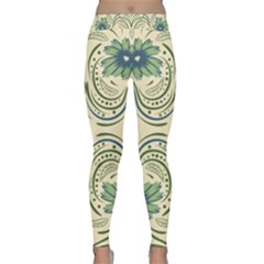 Folk Flowers Print Floral Pattern Ethnic Art Classic Yoga Leggings by Eskimos