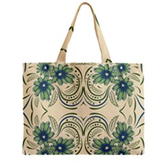 Folk Flowers Print Floral Pattern Ethnic Art Zipper Mini Tote Bag by Eskimos