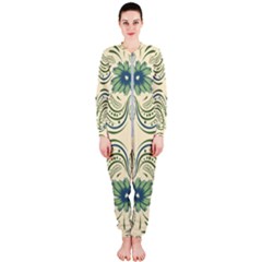 Folk Flowers Print Floral Pattern Ethnic Art Onepiece Jumpsuit (ladies) by Eskimos