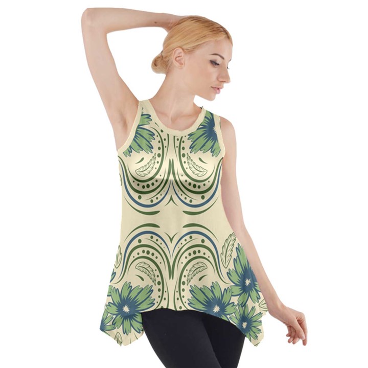 Folk flowers print Floral pattern Ethnic art Side Drop Tank Tunic