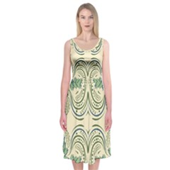 Folk Flowers Print Floral Pattern Ethnic Art Midi Sleeveless Dress by Eskimos